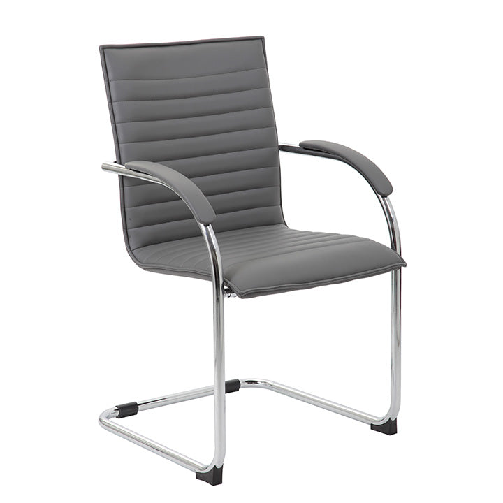 Boss Chrome Frame Grey Caressoftplus Vinyl Side Chair, (set of 2)