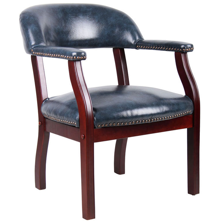 Boss Captain’s guest, accent or dining chair in Blue Vinyl