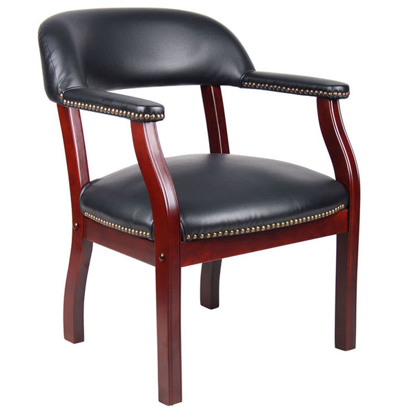 Boss Captain’s guest, accent or dining chair in Black Caressoft Vinyl