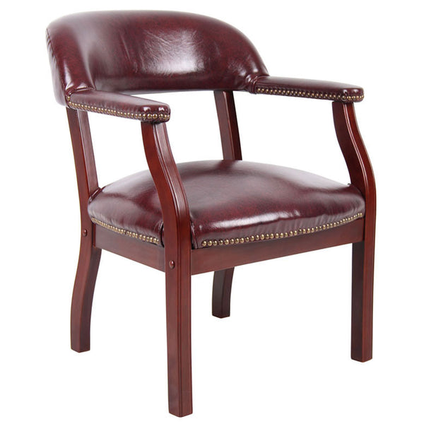 Boss Captain’s guest, accent or dining chair in Burgundy Vinyl