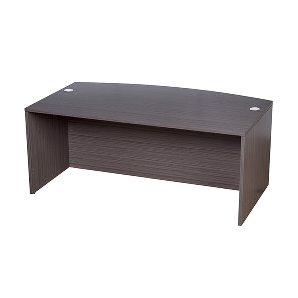 Boss Bow Front Desk Shell, Driftwood 71W*36/41″D*29.5″H