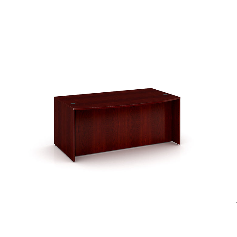 Boss Bow Front Desk Shell, Mahogany 71″W*36/41″D*29.5″H