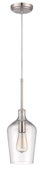 1 Light Mini Pendant in Brushed Polished Nickel