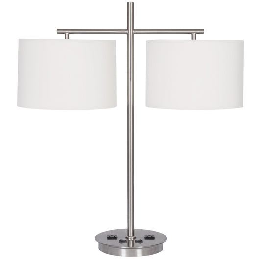 Twin Table Lamp with 2 Outlets