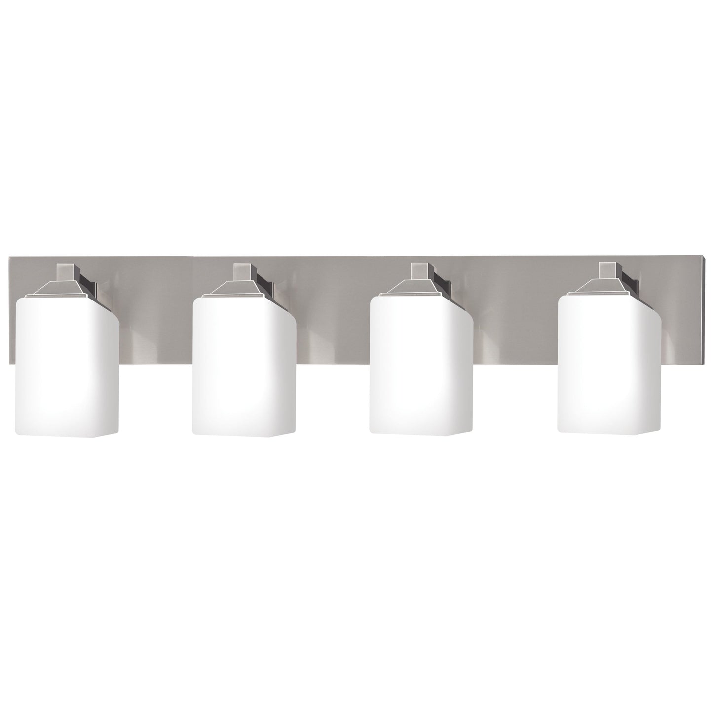 30"W Brushed Nickel Vanity Light with Frosted Glass Shades