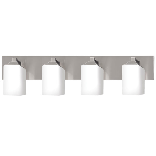 30"W Brushed Nickel Vanity Light with Frosted Glass Shades