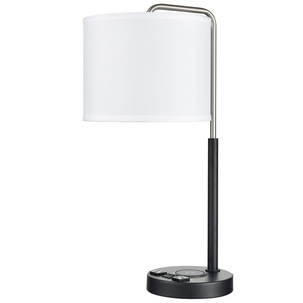 Valeria Twin Table Lamp with 2 Outlets, 1 USB & 1 Qi Wireless Charger