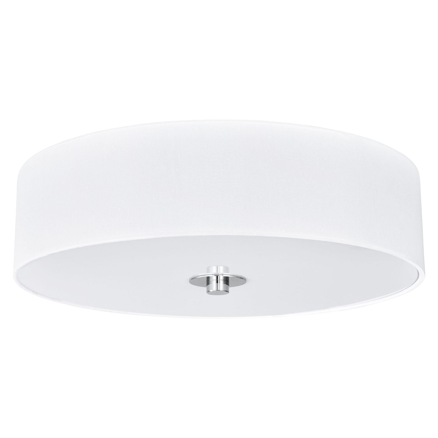 14"W Polished Chrome Ceiling Light with White Linen Shade and Frosted Diffuser