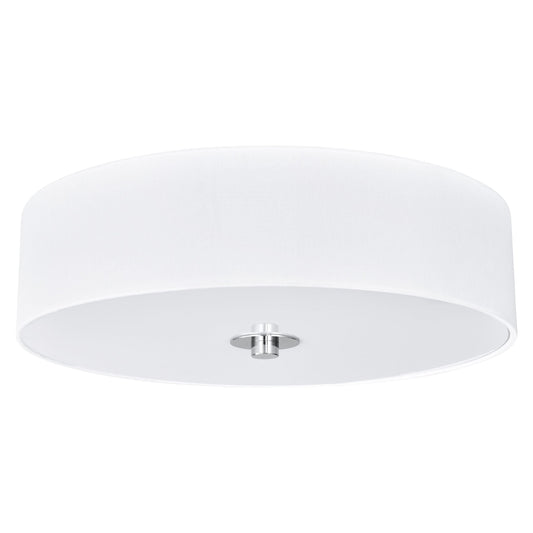 14"W Polished Chrome Ceiling Light with White Linen Shade and Frosted Diffuser