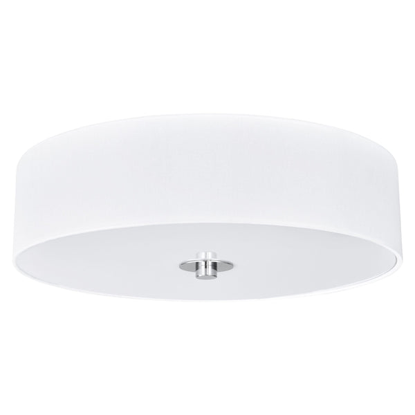 14"W Polished Chrome Ceiling Light with White Linen Shade and Frosted Diffuser