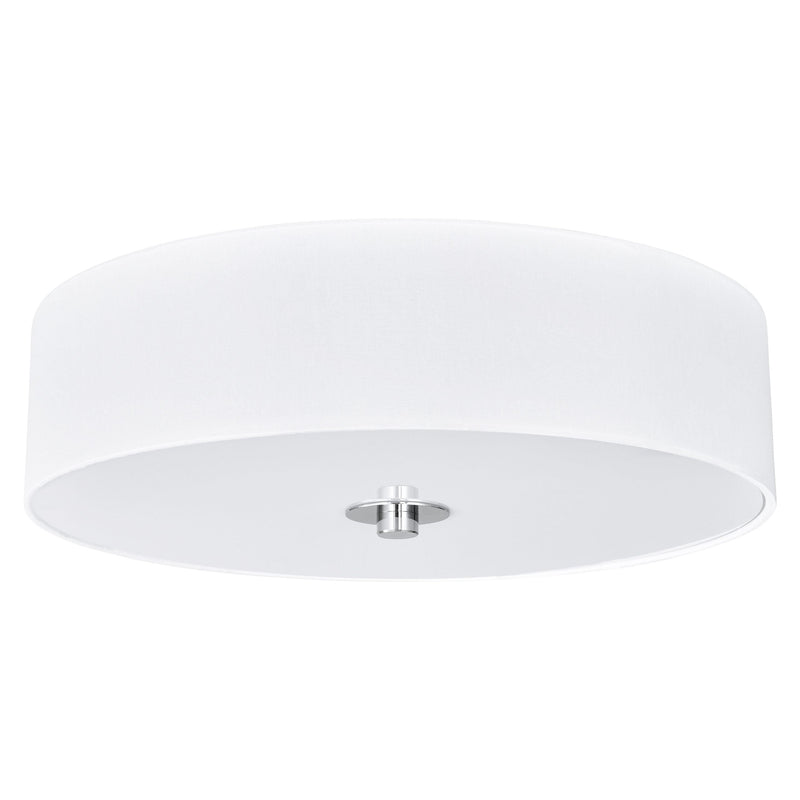 14"W Polished Chrome Ceiling Light with White Linen Shade and Frosted Diffuser