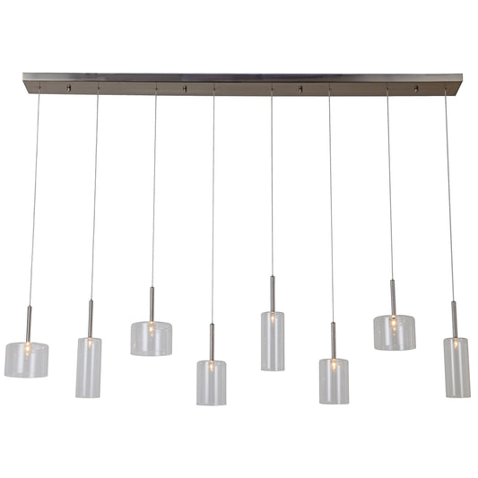 60"W Satin Nickel Ceiling Fixture with Clear Glass Shades