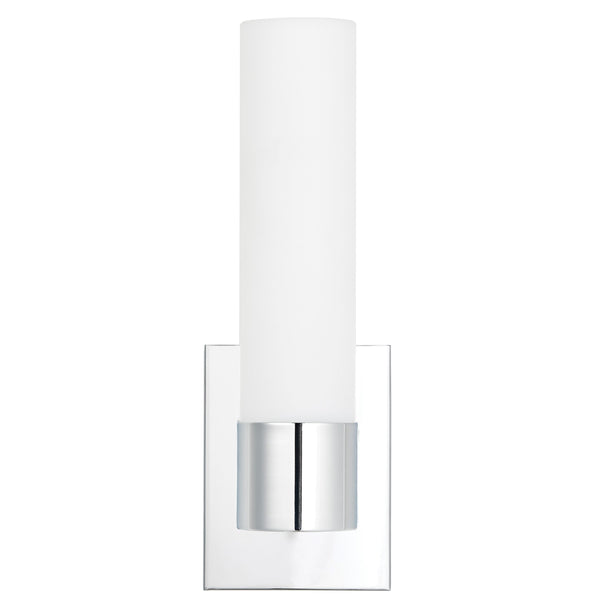 13.5"H Chrome Wall Sconce with Frosted Glass Shade & Integrated LED