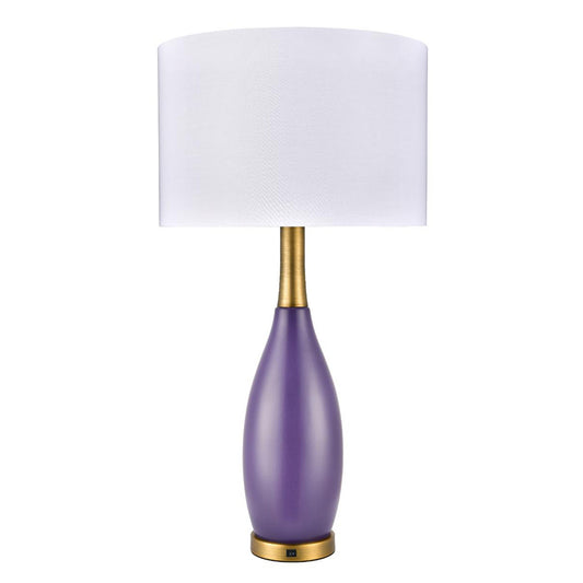 Satin Brass Valeria Twin Table Lamp with 2 Outlets & 1 USB