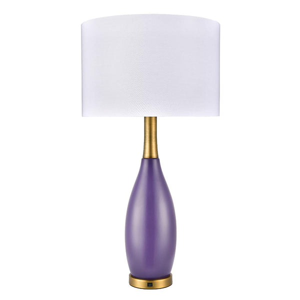 Satin Brass Valeria Twin Table Lamp with 2 Outlets & 1 USB