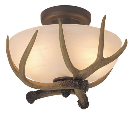 Antler 2 Light Semi Flush in European Bronze