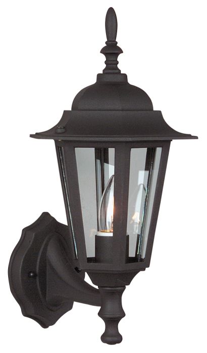 Straight Glass Cast 1 Light Small Outdoor Wall Mount in Textured Black