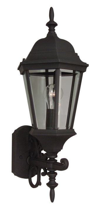 Straight Glass Cast 1 Light Medium Outdoor Wall Mount in Textured Black