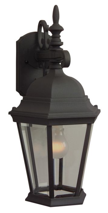 Straight Glass Cast 1 Light Medium Outdoor Wall Mount in Textured Black