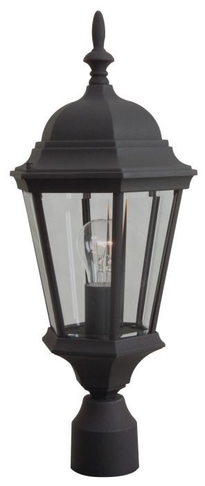 Straight Glass 1 Light Outdoor Post Mount in Textured Black