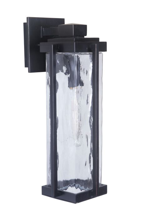 Pyrmont 1 Light Medium Outdoor Wall Mount in Oiled Bronze Gilded with Clear Hammered Glass