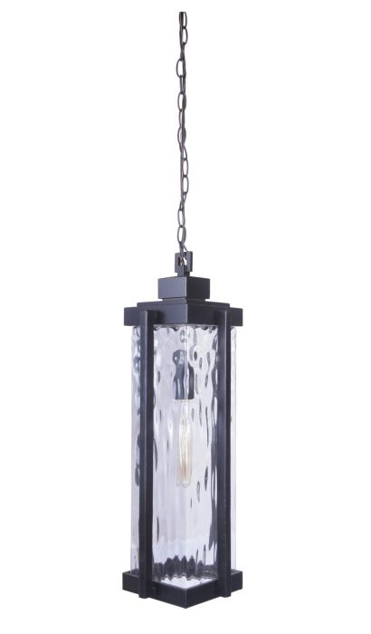 Pyrmont 1 Light Outdoor Pendant in Oiled Bronze Gilded with Clear Hammered Glass