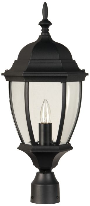 Bent Glass Cast 1 Light Outdoor Post Mount in Textured Black