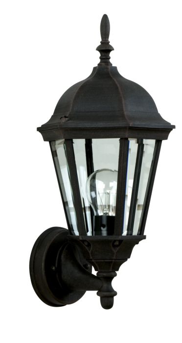 Straight Glass Cast 1 Light Small Outdoor Wall Mount in Textured Black