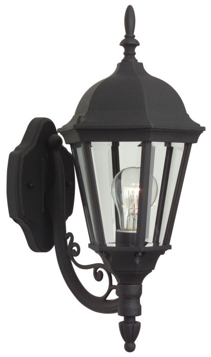 Straight Glass Cast 1 Light Small Outdoor Wall Mount in Textured Black