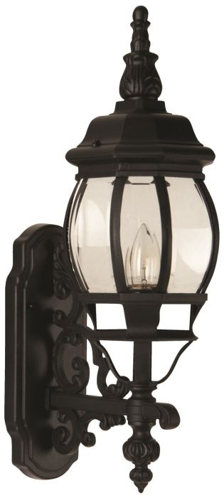 French Style 1 Light Small Outdoor Wall Mount in Textured Black