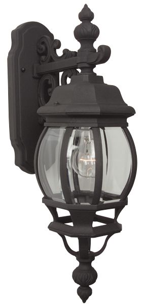 French Style 1 Light Small Outdoor Wall Mount in Textured Black