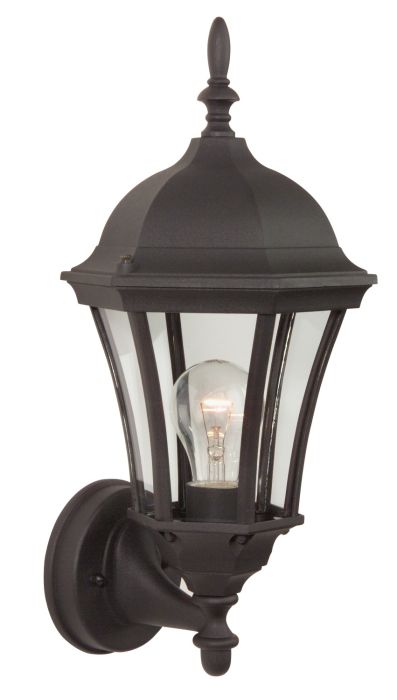 Curved Glass Cast 1 Light Medium Outdoor Wall Mount in Textured Black