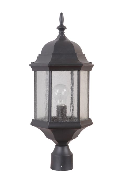 Hex Style Cast 1 Light Outdoor Post Mount in Textured Black