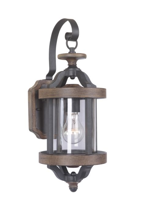 Ashwood 1 Light Small Outdoor Wall Mount in Textured Black/Whiskey Barrel