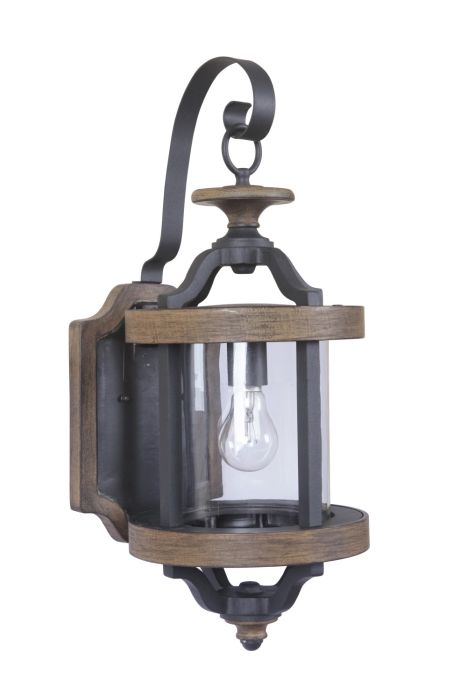 Ashwood 1 Light Medium Outdoor Wall Mount in Textured Black/Whiskey Barrel