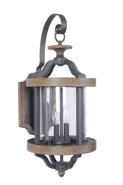 Ashwood 2 Light Large Outdoor Wall Mount in Textured Black/Whiskey Barrel