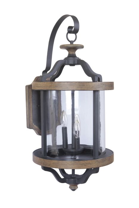 Ashwood 3 Light Extra Large Outdoor Wall Mount in Textured Black/Whiskey Barrel