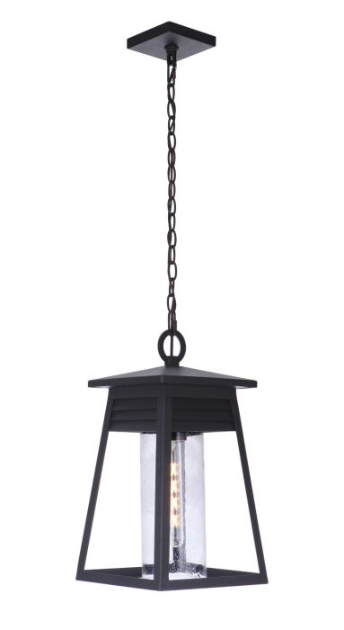 Becca 1 Light Large Outdoor Pendant in Textured Black