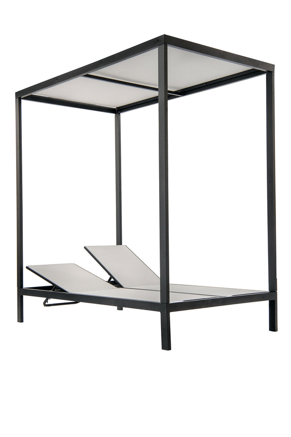 Double Seat Sling Chaise Lounge with Cabana Top