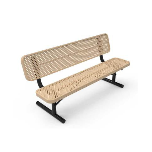 Perforated Metal Armless Bench with Back