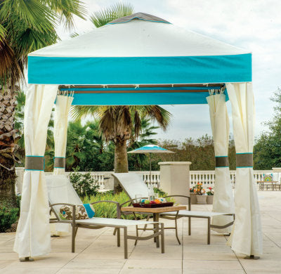 Square 12 ft Cabana With Accent Curtains